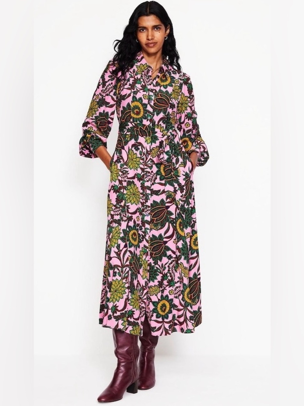Boden Martha Godet Maxi Shirt Dress
